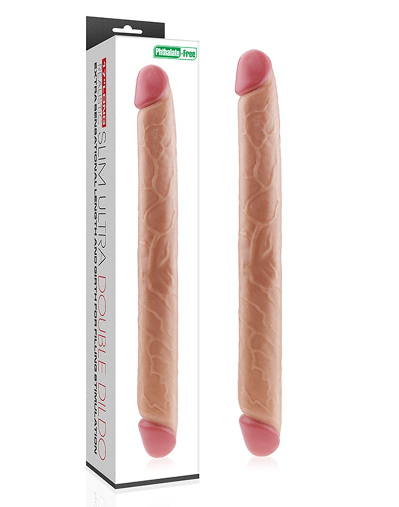 LoveToy - Kingsize Slim Ultra Dubbele Dildo 45 cm - Lichte Huidskleur