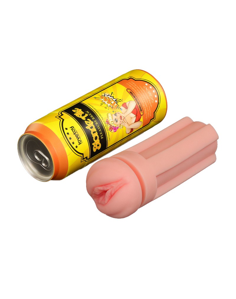 Lovetoy - Masturbator in Bierblikje - Pleasure Brew Blonde Ale Vagina Masturbator - Nude & Geel - TPE