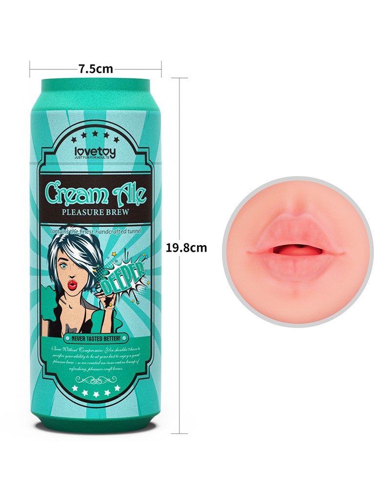 Lovetoy - Masturbator in Bierblikje - Pleasure Brew Blonde Ale Vagina Masturbator - Nude & Groen - TPE
