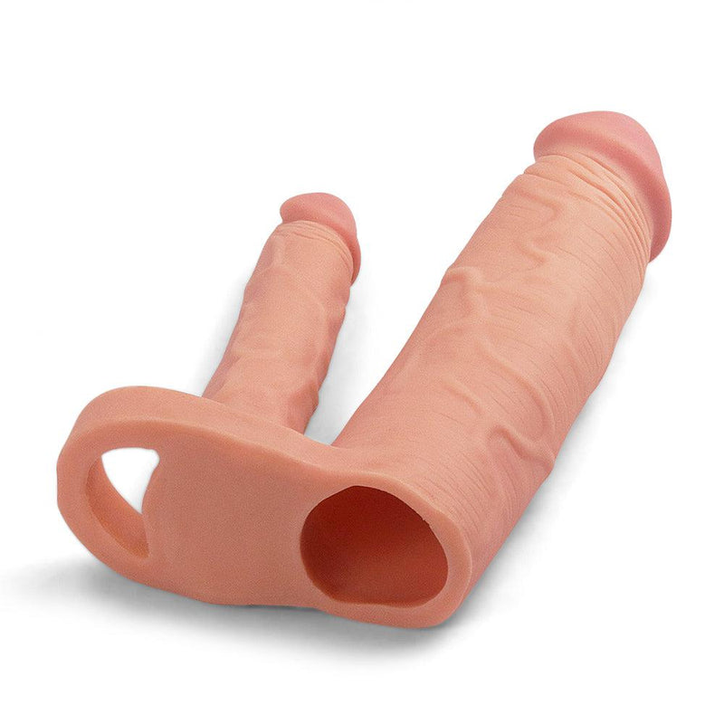 LoveToy - Pleasure X-tender Dubbele penis sleeve - Lichte Huidskleur