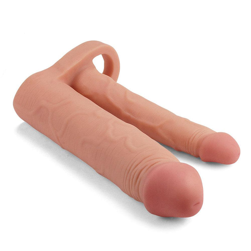 LoveToy - Pleasure X-tender Dubbele penis sleeve - Lichte Huidskleur