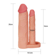 LoveToy - Pleasure X-tender Dubbele penis sleeve - Lichte Huidskleur