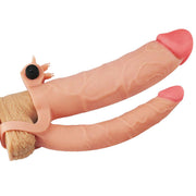 LoveToy - Pleasure X-tender Vibrerende Dubbele Penis Sleeve - 21 en 17 cm - Lichte Huidskleur