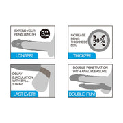 LoveToy - Pleasure X-tender Vibrerende Dubbele Penis Sleeve - 21 en 17 cm - Lichte Huidskleur