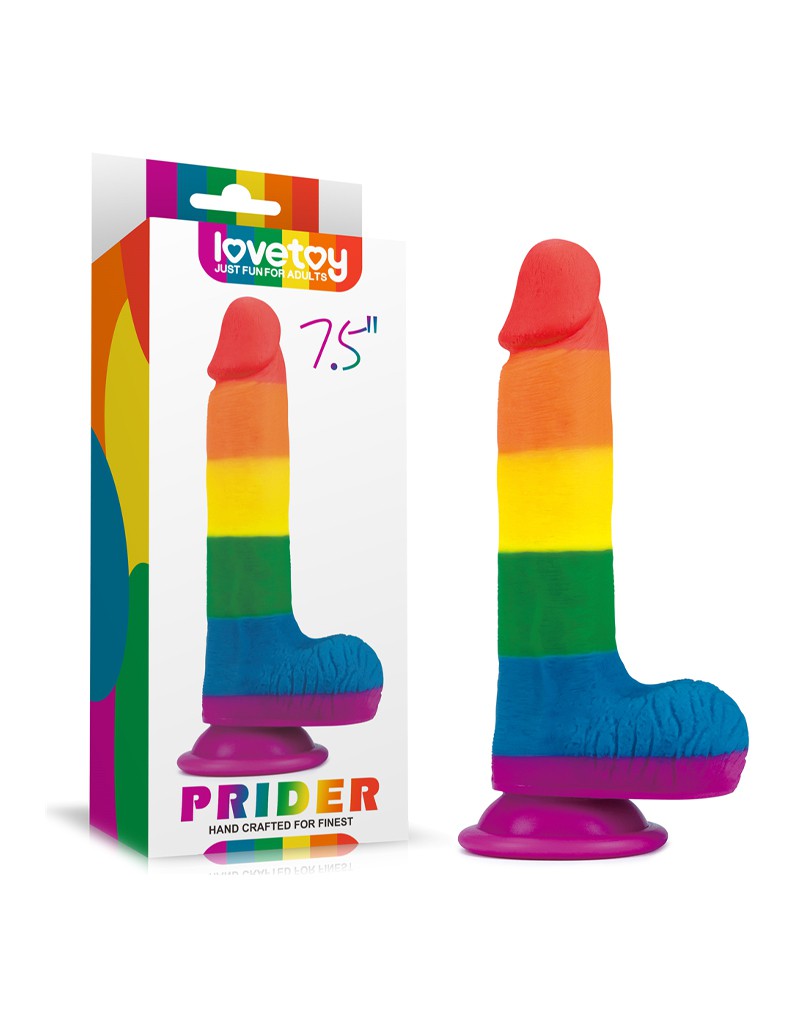 LoveToy - Rainbow Pride Dildo met Scrotum 19.5 cm