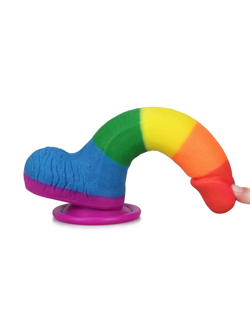 LoveToy - Rainbow Pride Dildo met Scrotum 19.5 cm