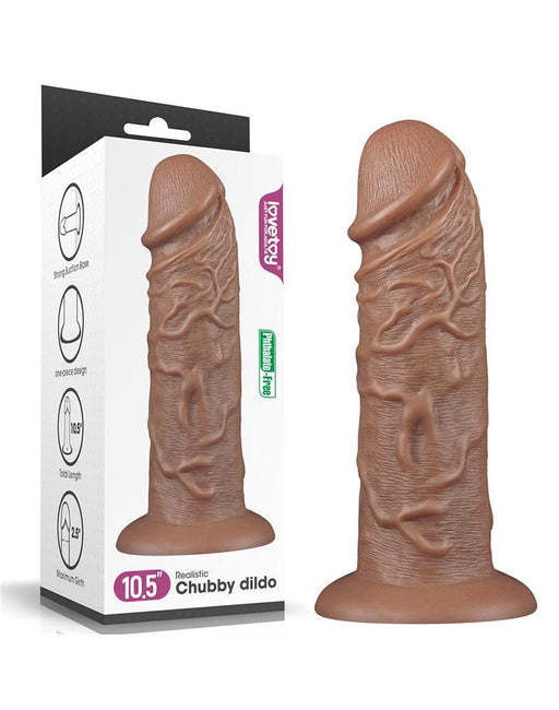 LoveToy - Realistische Chubby XXL Dildo 27 cm - Bruin