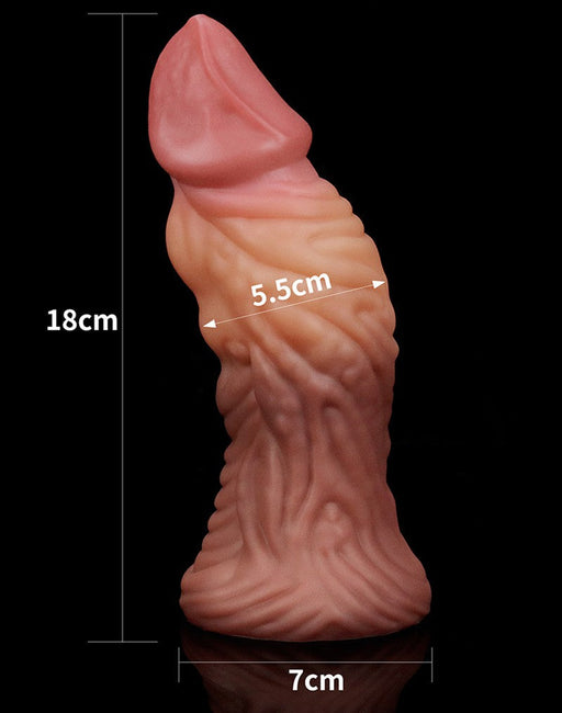LoveToy - Realistische Gekromde Dildo 18 cm - Lichte/donkere Huidskleur