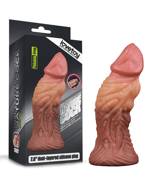 LoveToy - Realistische Gekromde Dildo 18 cm - Lichte/donkere Huidskleur