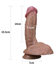 LoveToy - Realistische Grote Dildo 19.5 cm Dubbellaags Siliconen - Donkere Huidskleur