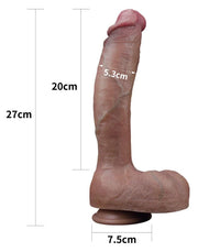 LoveToy - Realistische Grote Dildo 27 cm Dubbellaags Siliconen - Donkere Huidskleur