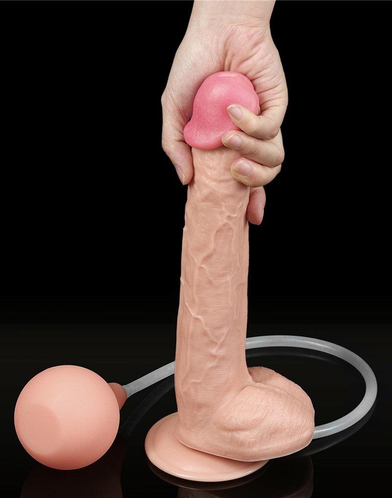 LoveToy - Realistische Squirt Dildo 28 cm - Waterbestendige PVC Dildo in Nude kleur met Squirt functie