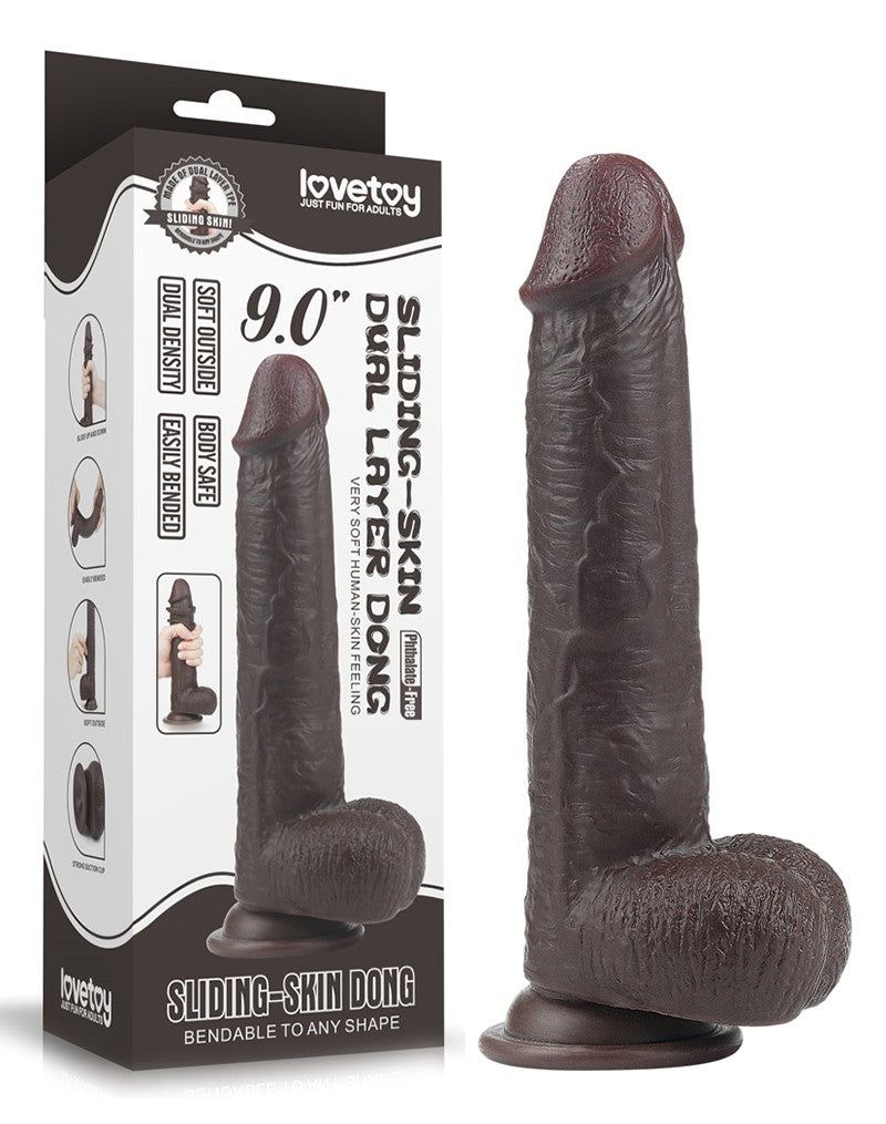 LoveToy - Realistische XXL Dildo Met Zuignap 23 x 4 cm - Bruin