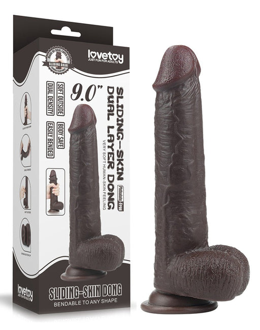 LoveToy - Realistische XXL Dildo Met Zuignap 23 x 4 cm - Bruin