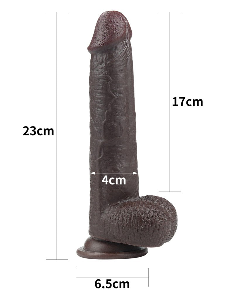 LoveToy - Realistische XXL Dildo Met Zuignap 23 x 4 cm - Bruin