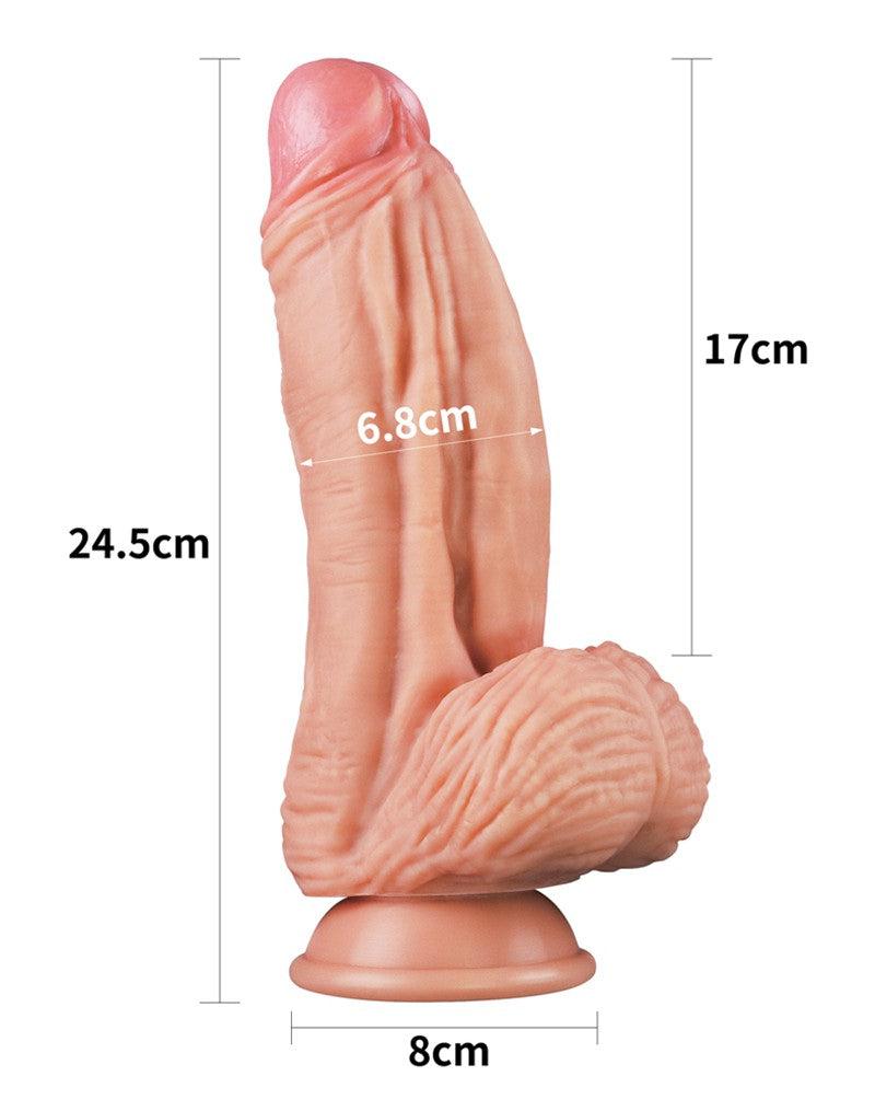 LoveToy - Realistische XXL Dildo Met Balzak En Zuignap 24.5 cm - Lichte Huidskleur