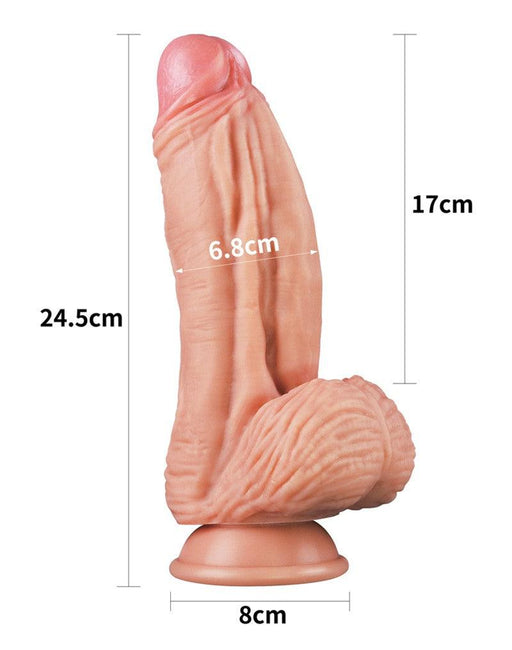 LoveToy - Realistische XXL Dildo Met Balzak En Zuignap 24.5 cm - Lichte Huidskleur