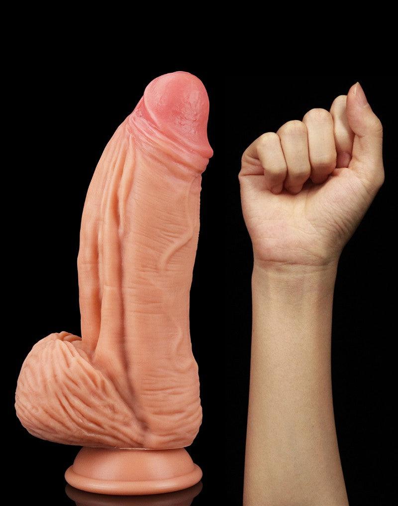 LoveToy - Realistische XXL Dildo Met Balzak En Zuignap 24.5 cm - Lichte Huidskleur