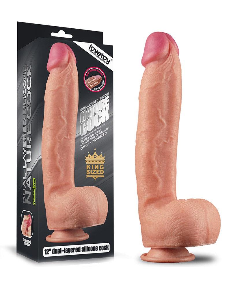 LoveToy - Realistische XXL Dildo Met Zuignap 30.5 cm - Lichte Huidskleur