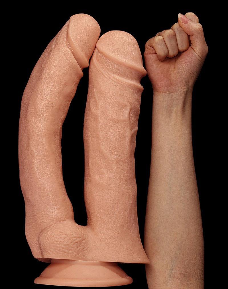 LoveToy - Realistische XXL Dubbele Penetratie Dildo 30 cm - Lichte Huidskleur