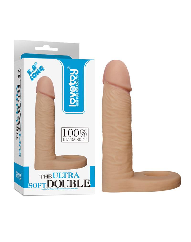 Lovetoy - Ultrasoft Double - Voorbinddildo Voor Dubbele penetratie - 15 cm
