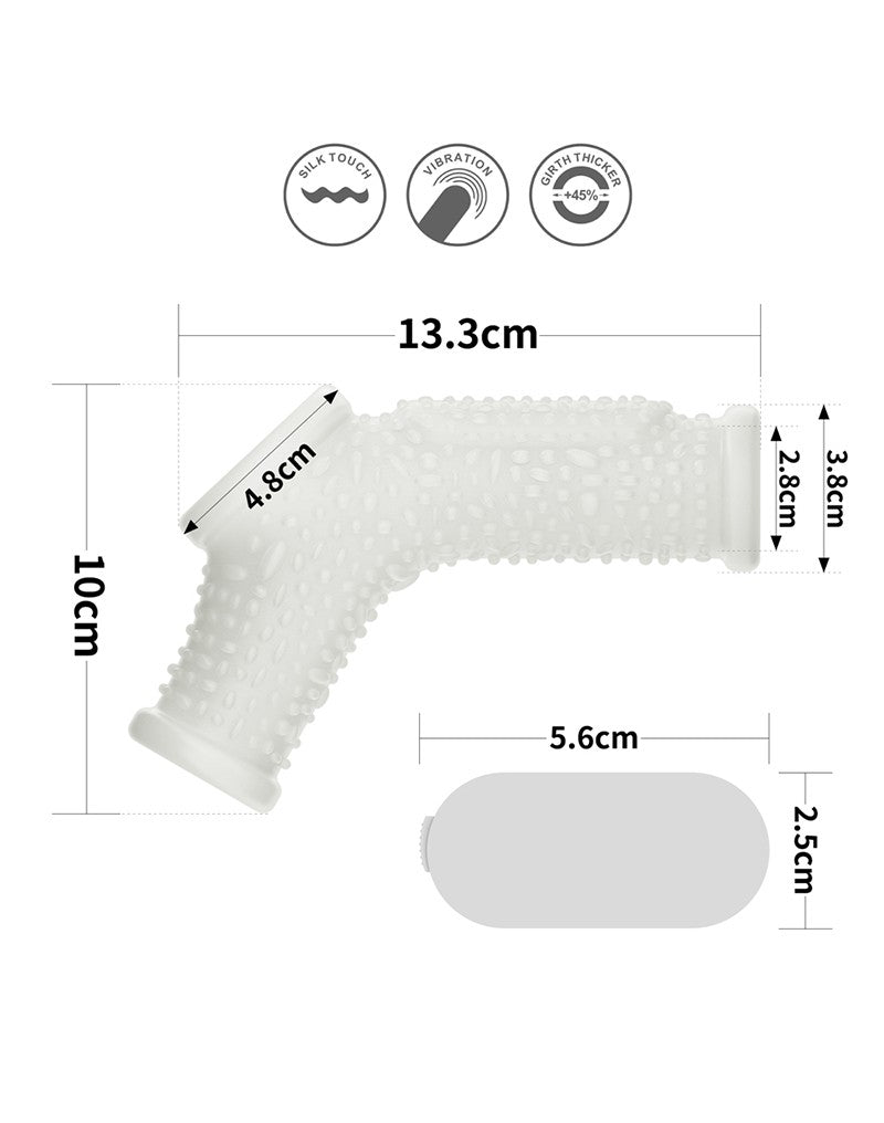 LoveToy - Vibrerende Rekbare Penis Sleeve - Drip Knights - Wit