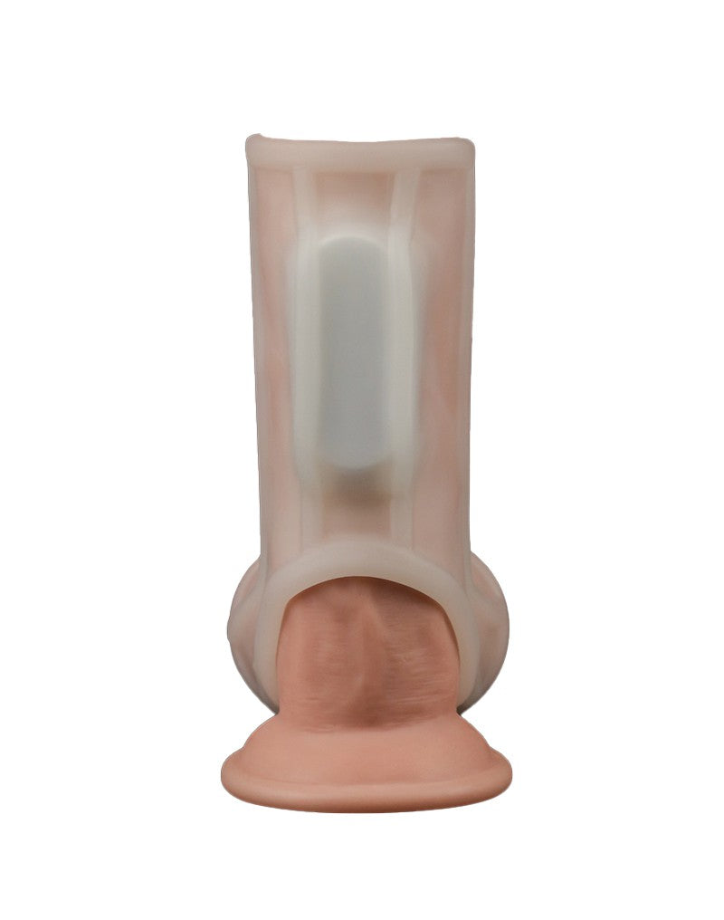LoveToy - Vibrerende Rekbare Penis Sleeve - Ridge Knights - Wit
