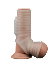 LoveToy - Vibrerende Rekbare Penis Sleeve - Wave Knights - Wit