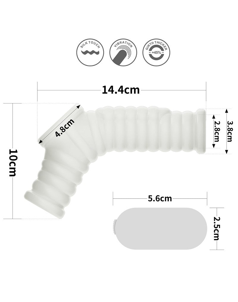 LoveToy - Vibrerende Rekbare Penis Sleeve - Wave Knights - Wit