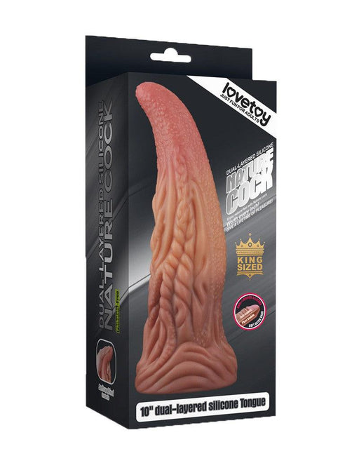 LoveToy - XXL Extreme Dildo Alien Tongue 25 x 7.5 cm - Lichte/donkere Huidskleur