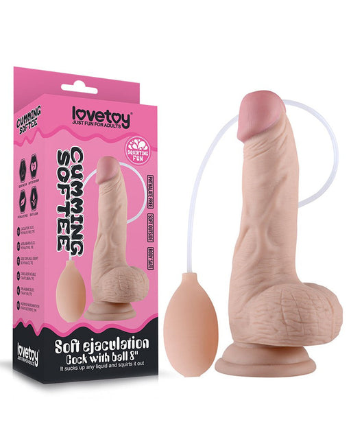 LoveToy - Zachte Spuitende Dildo - Met Squirt Functie - 20 cm - Lichte Huidskleur