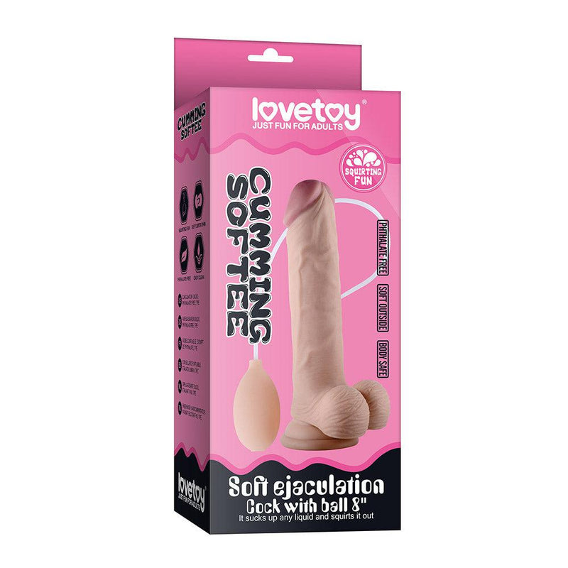 LoveToy - Zachte Spuitende Dildo - Met Squirt Functie - 23 cm - Lichte Huidskleur
