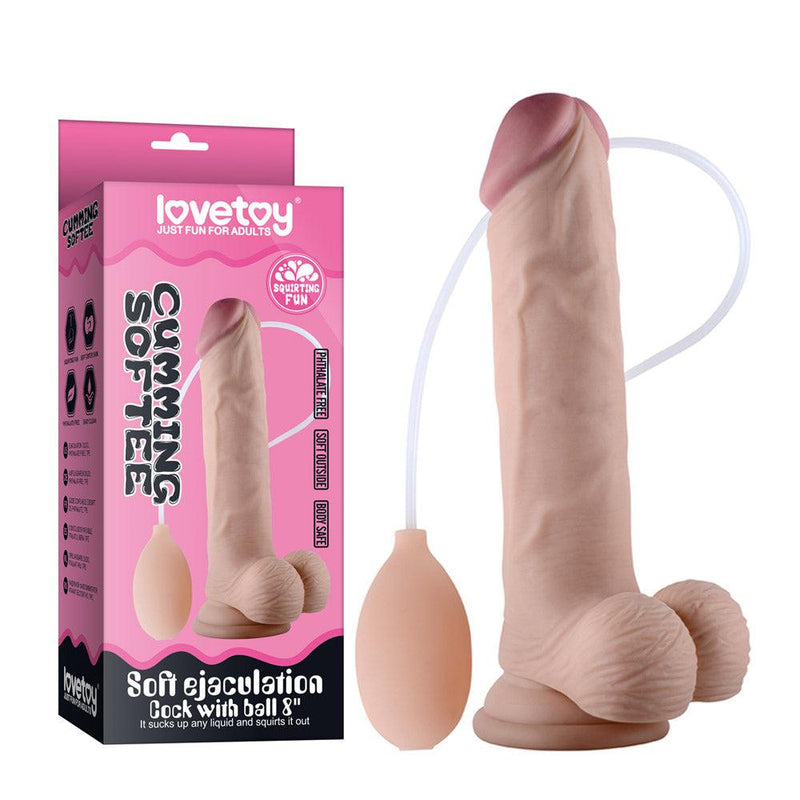 LoveToy - Zachte Spuitende Dildo - Met Squirt Functie - 23 cm - Lichte Huidskleur