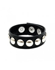 Luxe Leren Cockring/penis strap Met Metalen siernieten - Verstelbaar