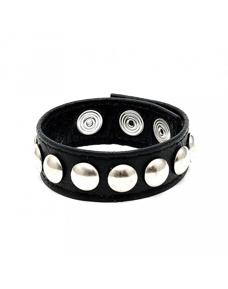 Luxe Leren Cockring/penis strap Met Metalen siernieten - Verstelbaar