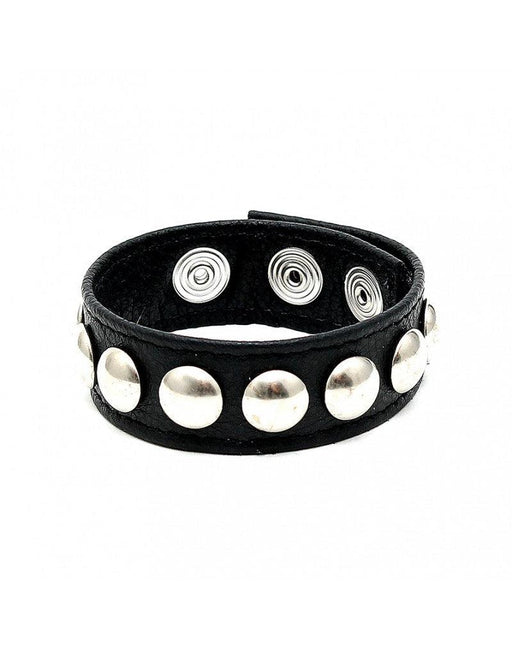 Luxe Leren Cockring/penis strap Met Metalen siernieten - Verstelbaar