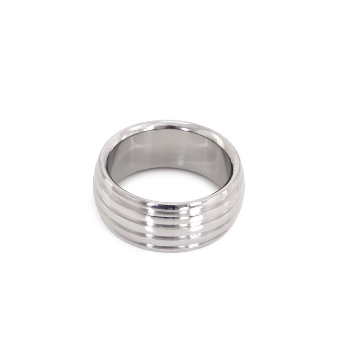 Kiotos - Luxe RVS Donut Cockring Fancy Met voelbare Groeven-Erotiekvoordeel.nl