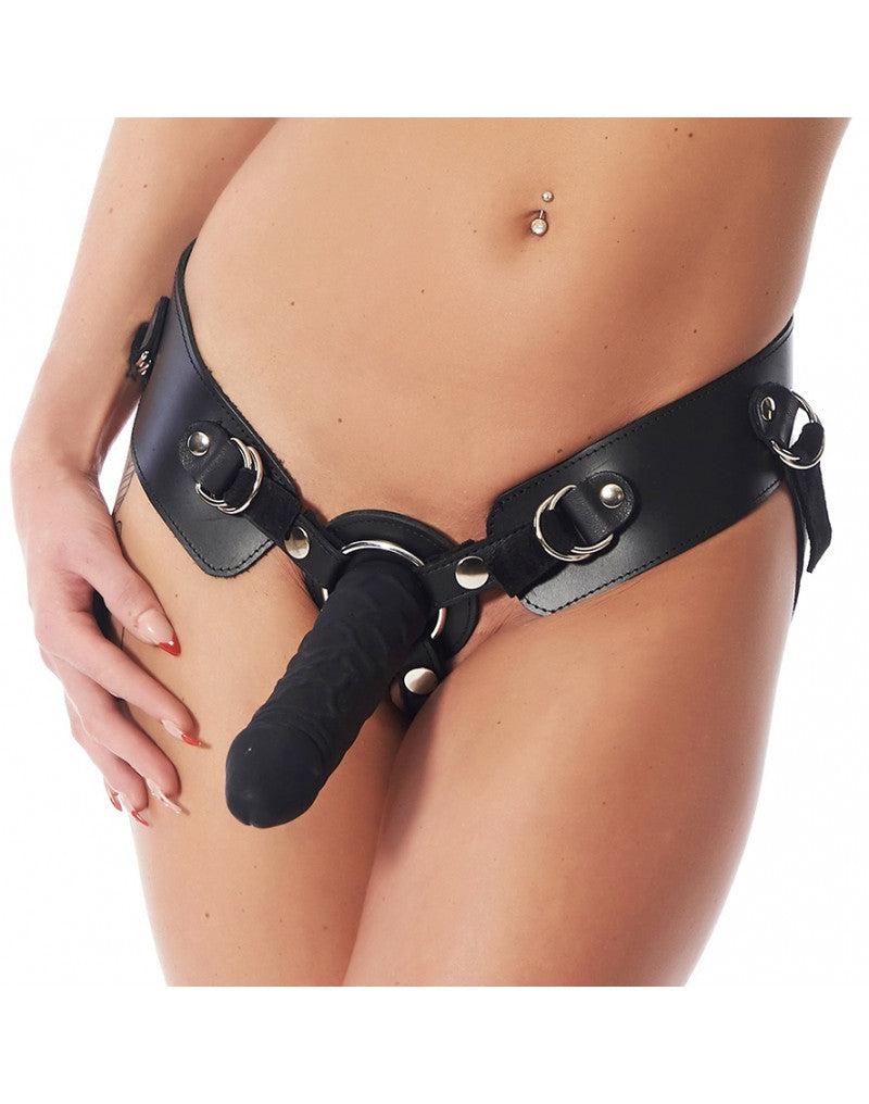 Luxe Strap-on/pegging voorbind Harnas Van zware kwaliteit Leer zonder dildo