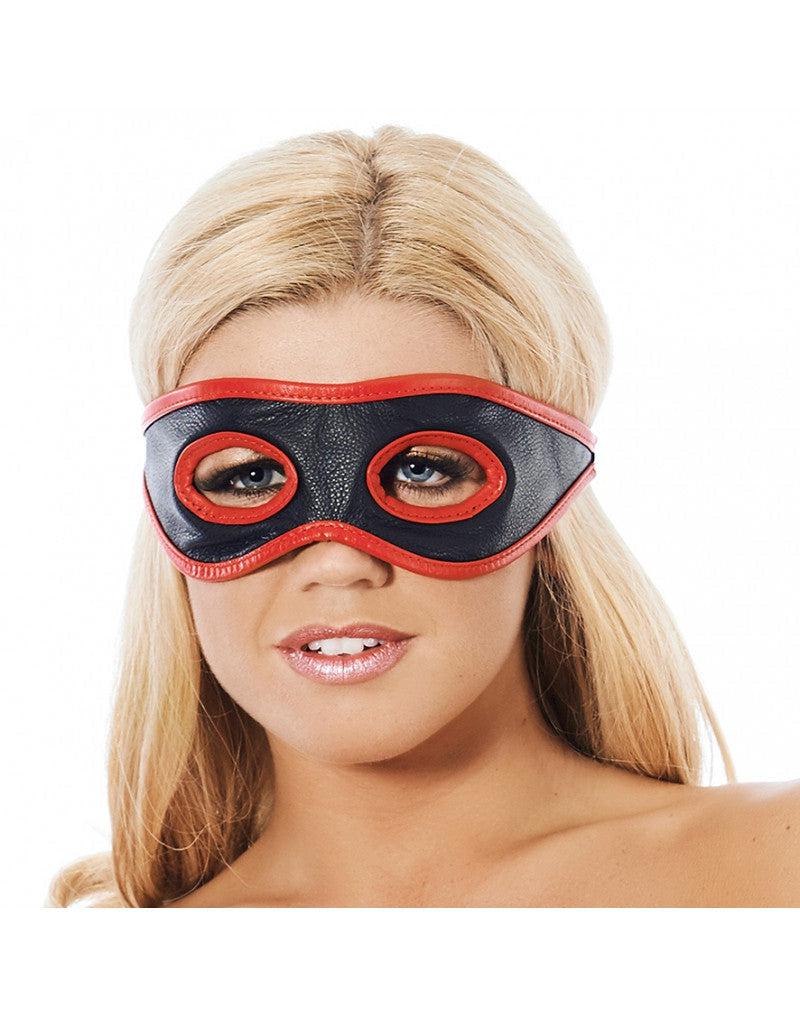 Masker Leer Met oog uitsparingen - Zwart/Rood