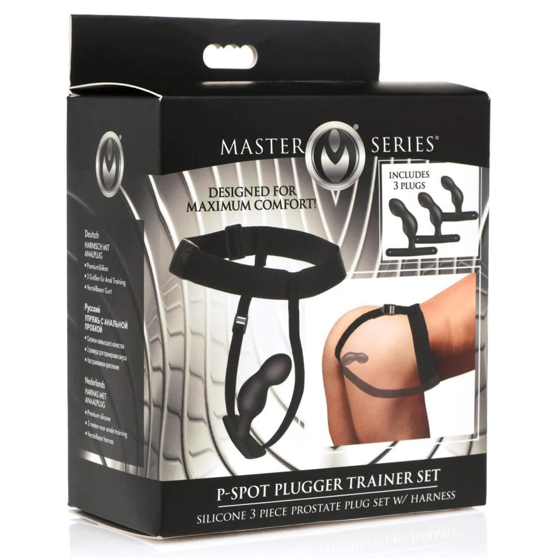 Master Series - Bum-tastic - Buttplug Trainer Set met Harnas - Zwart