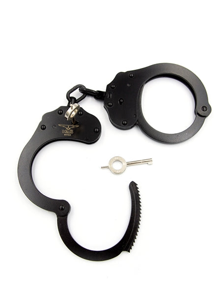 Mister B Cuffs - Double Lock - Stalen Politiehandboeien Met Ketting - Zwart
