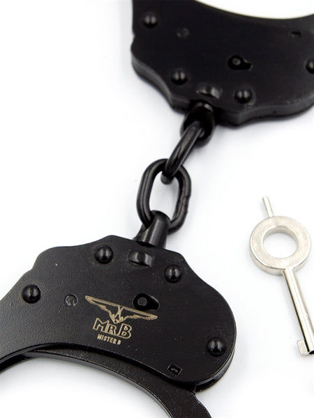 Mister B Cuffs - Double Lock - Stalen Politiehandboeien Met Ketting - Zwart