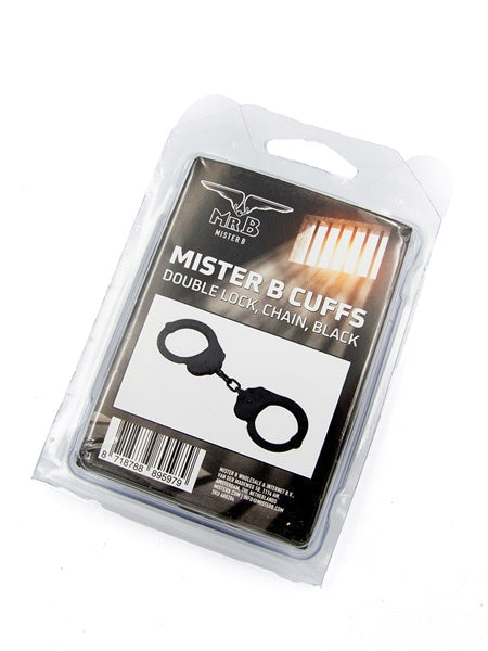 Mister B Cuffs - Double Lock - Stalen Politiehandboeien Met Ketting - Zwart