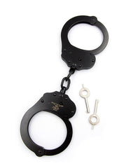 Mister B Cuffs - Double Lock - Stalen Politiehandboeien Met Ketting - Zwart