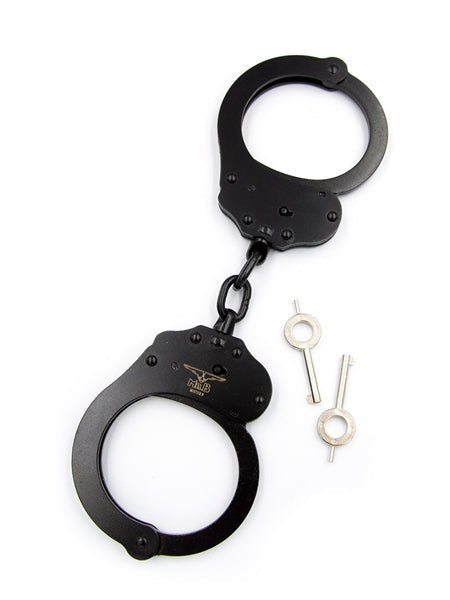 Mister B Cuffs - Double Lock - Stalen Politiehandboeien Met Ketting - Zwart