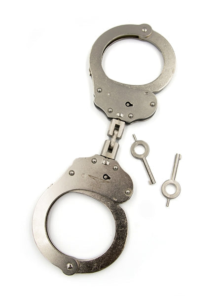 Mister B Cuffs - Double Lock with Hoop - Politiehandboeien - Zilver-Erotiekvoordeel.nl