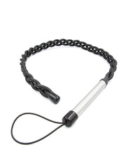 Mister B - Gevlochten Rubberen Single Tail Zweep - Heavy Impact - Zwart