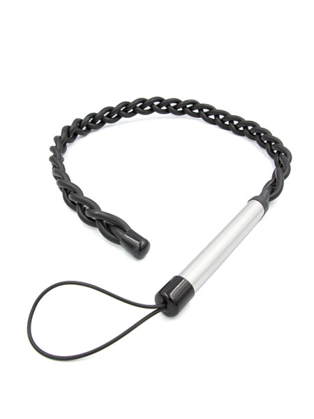 Mister B - Gevlochten Rubberen Single Tail Zweep - Heavy Impact - Zwart