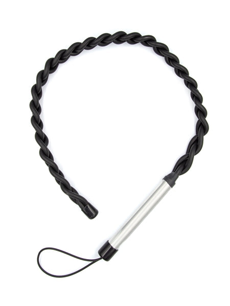 Mister B - Gevlochten Rubberen Single Tail Zweep - Heavy Impact - Zwart