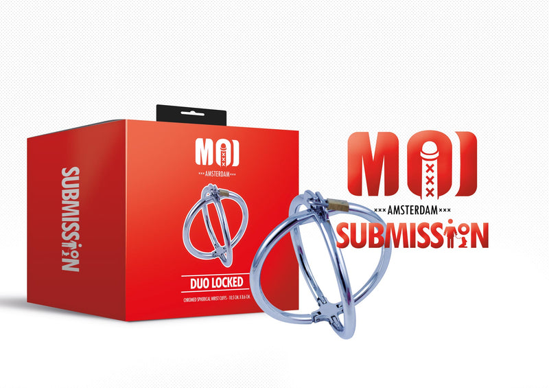 Moi - Duo Locked - Verchroomde bolvormige polsboeien - RVS - Zilver